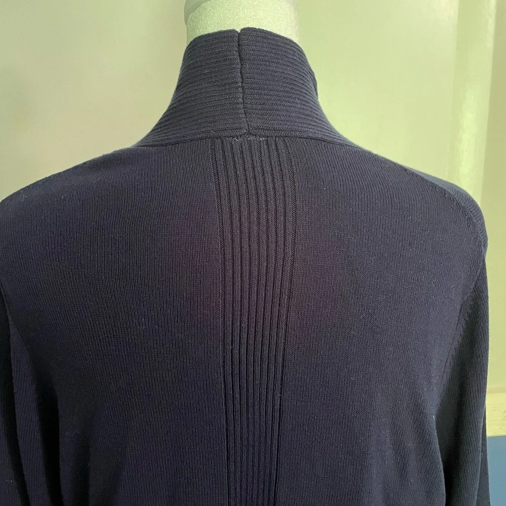 By Anthropologie Banlieue Peplum Cardigan Sweater Woman Size Large Navy NWOT - Picture 5 of 13